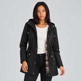 Zip Front Hooded Jacket with Drawstring Waist