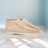 Suede High-Top Loafers with Stitched Moc Toe