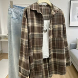 Oversized Plaid Flannel Shirt with Button Front