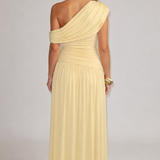 Maternity One-Shoulder Maxi Dress with Ruched Waist