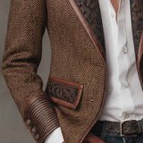 Tweed Blazer with Contrast Trim and Button Front