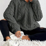Quarter-Zip Fleece Pullover with Stand Collar and Long Sleeves