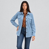Corduroy Button-Front Shirt Jacket with Chest Pockets