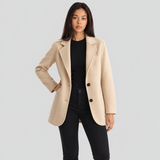 Tailored Single-Breasted Blazer with Button Front and Side Pockets