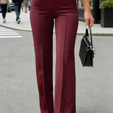 Fitted Flare Pants with High Waist and Front Seam