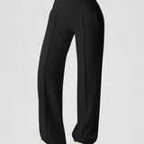 Wide-Leg Pants with High Waist and Front Seam