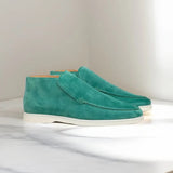 Suede High-Top Loafers with Stitched Moc Toe