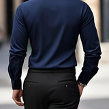 Slim Fit Button Up Shirt with Spread Collar and Long Sleeves