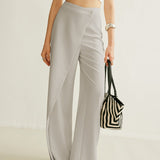 High-Waisted Wrap Front Wide-Leg Trousers
