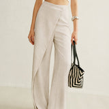 High-Waisted Wrap Front Wide-Leg Trousers