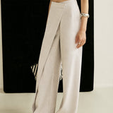 High-Waisted Wrap Front Wide-Leg Trousers