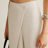 High-Waisted Wrap Front Wide-Leg Trousers