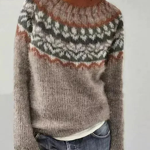 Multicolor Knit Sweater with Crew Neck