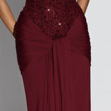 Women's Formal Maxi Dress with Strapless Sweetheart Neckline and Embellished Bodice for Evening Wear