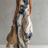 Wide-Leg Jumpsuit with Halter Neck and Cut-Out