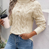 Cable Textured Knit Turtleneck Sweater