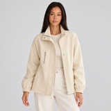 Zip-Front Jacket with Stand Collar and Multiple Pockets