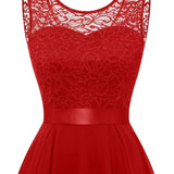 Sleeveless Floral Lace Midi Dress