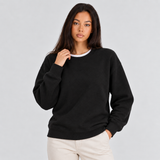 Oversized Sweatshirt with Ribbed Trim and Round Neck