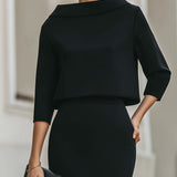 Pencil Skirt and Boat Neck Top Two-Piece Set