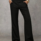 Wide-Leg Trousers with Button Waist