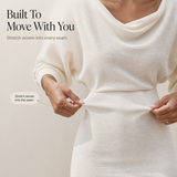 Midi Skirt Set with Cowl Neck Top and Batwing Sleeves