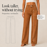 Wide-Leg Pants with Double Button and High Waist