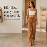 Wide-Leg Pants with Double Button and High Waist