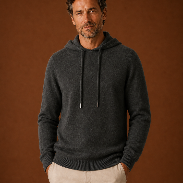 Hooded Knit Sweater with Drawstring