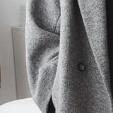 Women's Long Coat with Double Breasted Button Front and Notched Lapel Collar for Office Wear