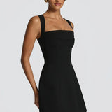 A-Line Wedding Guest Mini Dress with Square Neckline