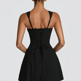 A-Line Wedding Guest Mini Dress with Square Neckline