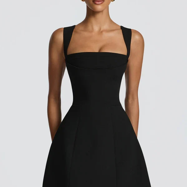 A-Line Wedding Guest Mini Dress with Square Neckline