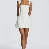 A-Line Wedding Guest Mini Dress with Square Neckline