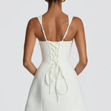 A-Line Wedding Guest Mini Dress with Square Neckline