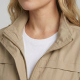 Zip Front Jacket with Flap Pockets and Stand Collar
