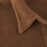 Corduroy Shirt Midi Dress with Button Front and Flap Pockets
