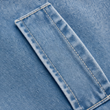 Denim Hooded Vest with Zip Front and Pockets