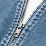 Denim Hooded Vest with Zip Front and Pockets