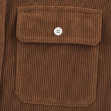 Corduroy Shirt Midi Dress with Button Front and Flap Pockets