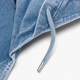Denim Hooded Vest with Zip Front and Pockets