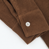Corduroy Shirt Midi Dress with Button Front and Flap Pockets