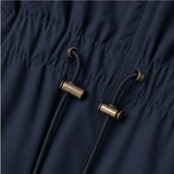 Drawstring Hooded Jacket with Flap Pockets and Cinched Waist