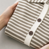 Striped Cardigan with Collar and Button-Front