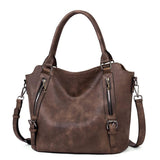 Shoulder Tote Bag with Crossbody Strap and Zip Pockets
