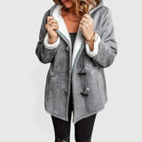 Women's Winter Coat with Hood Fleece-Look Lining and Toggle Front