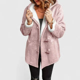 Women's Winter Coat with Hood Fleece-Look Lining and Toggle Front