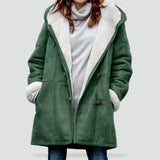 Hooded Sherpa-Lined Duffle Coat with Toggle Front
