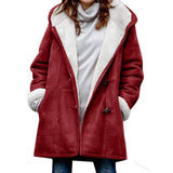 Hooded Sherpa-Lined Duffle Coat with Toggle Front