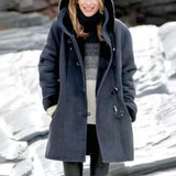 Hooded Sherpa-Lined Duffle Coat with Toggle Front